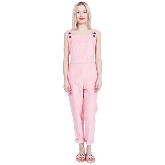 NOOWORKS Pink Corduroy Overalls Jumpsuit - Women's M - Barbiecore Retro Vibe - Picture 1 of 9